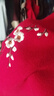 北極絨（Bejirog）秋冬旗袍披肩外搭女羊絨帶袖流蘇斗篷加厚保暖婚禮送媽媽紅色外套 酒紅灰 梅花刺繡 曬單實(shí)拍圖