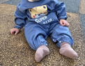 babyjianle寶寶爬爬服連體罩衣爬行服嬰兒一體護衣兒童全身戶(hù)外防臟哈服秋冬 貝藍熊連體【可開(kāi)襠】 90碼【建議身高70-85cm】 曬單實(shí)拍圖
