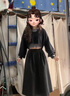 韓璐嬌（hanlujiao）連衣裙女裝2025春秋新款搭配一整套韓系學(xué)院風(fēng)設(shè)計(jì)感穿搭套裝裙子 黑色針織衫+打底衫+半身裙 S 【建議80-98斤】 曬單實(shí)拍圖