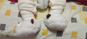 心楠冬季嬰兒保暖鞋男女寶寶加厚毛絨不易掉鞋新生鞋襪嬰幼兒棉鞋 珍珠白小熊（加厚加絨） 1雙 L碼【內(nèi)長13cm】 曬單實(shí)拍圖