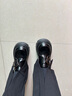 ZHR厚底單鞋女復(fù)古輕便魔術(shù)貼樂福鞋英倫通勤皮鞋配裙子JF172黑色35 曬單實(shí)拍圖