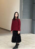 優(yōu)優(yōu)1點（Yoyo one）過年服女童兒童2025蛇年本命紅色毛衣裙子套裝新年拜年衣服女大童 19741毛衣+4541黑色 160 160cm 曬單實拍圖