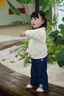 幼歌（YOUGE）【阿克蘇棉】嬰幼兒春季品鏤空娃娃領(lǐng)純色柔軟親膚毛衣開(kāi)衫 淺杏 90 cm 曬單實(shí)拍圖