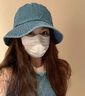 萬佳臻復(fù)古牛仔漁夫帽女春夏日系大頭圍遮陽防曬盆帽旅行顯臉小水桶帽子 牛仔帽【深藍色】 曬單實拍圖