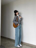 MELROSEMOOD淺色窄版直筒牛仔褲女2025小個(gè)子女裝春季新款高腰寬松闊腿拖地褲 淺藍色加絨（長(cháng)褲） M 曬單實(shí)拍圖
