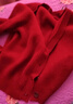 皮爾卡丹（pierre cardin）針織衫羊絨衫女100純山羊絨高品質(zhì)單排扣針織開(kāi)衫寬松毛衣外套厚 紅色 XL 曬單實(shí)拍圖