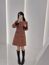JVH香港潮牌粗花呢小香風(fēng)連衣裙女 2025春季新款復古通勤直筒短裙子 橘紅色 S 曬單實(shí)拍圖