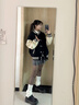 LAXSESU少年感穿搭棒球服男款美式復(fù)古拼接毛呢外套vintage黑色飛行夾克 黑色(夾克) L :(適合115-130斤) 曬單實(shí)拍圖