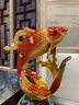 班德拉斯招財(cái)魚擺件年年有魚新年擺件琺瑯彩錦鯉客廳擺件高檔辦公室擺件 【富貴有余】擺件+實(shí)木底座 曬單實(shí)拍圖