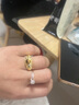 京蔻迪中古金色虎眼石戒指女金屬拉絲指環(huán)復(fù)古高感微鑲鋯石食指戒 無 曬單實拍圖