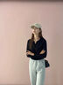 MJ STYLE小V領(lǐng)緊身長(zhǎng)袖T恤女2025年春秋季新款辣妹內(nèi)搭修身顯瘦百搭上衣 曬單實(shí)拍圖
