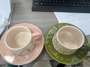 派一摩登家百合風鈴花咖啡杯碟套裝禮盒 ins復古陶瓷馬克杯公司辦公室喝水杯 風鈴粉(一杯一碟一勺) 曬單實拍圖