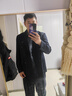 吉約蒙（G·MONS）西服套裝男雙排扣藏青色條紋修身西裝外套上衣新郎結(jié)婚整套男西裝 藏青雙排【上衣+褲子】 56 曬單實拍圖