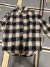 后琤美式格子襯衫男寬松春秋季長(cháng)袖襯衣男士潮流時(shí)尚條紋純棉休閑外衣 寶藍色 M（100-120斤） 曬單實(shí)拍圖