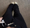 真維斯（Jeanswest）牛仔褲女夏季薄款2025新款高腰直筒闊腿褲寬松顯瘦彈力垂感休閑褲 純黑色【長(zhǎng)褲】 2XL 【建議體重141-155斤】 曬單實(shí)拍圖