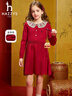 哈吉斯（HAZZYS）品牌童裝女童連衣裙冬季新款新年紅品彈力長(cháng)袖裙 經(jīng)典紅 145 曬單實(shí)拍圖
