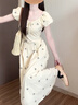 CTOX法式碎花泡泡袖連衣裙子女夏季2025年新款小眾氛圍感氣質(zhì)絕美長(zhǎng)裙 【米白色】 L 100-120斤 曬單實(shí)拍圖