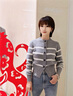 Laurèl【綿羊毛】秋冬新款休閑條紋針織外套女LWD353M01700 灰撞白 M 曬單實(shí)拍圖