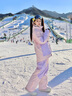 酷峰新款韓版滑雪服男女加厚保暖防水單雙板裝備分體滑雪衣褲情侶雪衣 粉紫心套裝  XS 曬單實(shí)拍圖