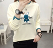 千語淇 刺繡長袖t恤女裝2025新款寬松顯瘦衛(wèi)衣百搭減齡打底衫春秋季上衣 杏色 M 建議80-100斤 曬單實拍圖