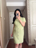 Sellynear孕婦裙子連衣裙2025春季新款高級感香草綠小香風(fēng)針織裙 香草綠 L 曬單實(shí)拍圖