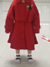 純貝兔（CHUNBEITU）童裝女童套裝連衣裙秋冬季兒童背心裙拜年服小女孩毛呢外套三件套 紅色 披肩+裙子+帽子+黑打底衫 110 建議身高105cm左右 曬單實(shí)拍圖