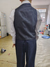 鼎瑪仕兒童西服套裝男童小西裝中大童主持人花童禮服小孩鋼琴演出服外套 深灰格子5件套：3件套+襯衫+領結 145碼 身高140-145cm 重62-71斤 曬單實拍圖