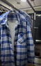 宜色家情侶睡衣加厚棉服套裝 超厚保暖冬季家居服男女士三層夾棉服高端 淺暮藍(lán)格紋-男 L （女130斤）或（男160斤） 曬單實(shí)拍圖