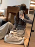 蜜樂奇灰色假兩件針織衫女2025新款秋冬感撞色短款毛衣內(nèi)搭打底上衣 黑色 S 90斤以內(nèi) 曬單實拍圖