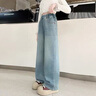 可歆寶貝女童牛仔褲春秋2025新款洋氣兒童韓版闊腿褲女大童寬松美式褲子潮 藍(lán)色 140 碼建議7-8歲（身高135左右） 曬單實(shí)拍圖