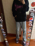 楠笙記美式水洗煙灰色彈力牛仔褲男學(xué)生寬松直筒休閑褲子cleanfit微喇褲 水泥灰 XL 曬單實(shí)拍圖