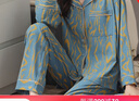 美即萊（MEIJILAI）萊卡棉睡衣女士春秋季長袖薄款棉質(zhì)家居服女大碼休閑中年媽媽套裝 81019 2XL（身高170-175體重140-160） 曬單實(shí)拍圖