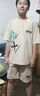 FOX.G寬松短袖男t恤白色衣服男裝半袖圓領打底衫男士夏季套裝2025新款 短袖短褲清涼套裝卡其色 3XL 【建議155-170斤】 曬單實拍圖