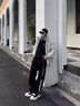 LEEREDPOI美式闊腿休閑褲子男春秋夏季2025新款青少年帥高個(gè)子加長(zhǎng)運(yùn)動(dòng)衛(wèi)褲 米白色 XL 約130-150斤可穿 曬單實(shí)拍圖