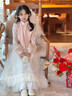 英氏（YEEHOO）兒童漢服女童襯衣秋季國風(fēng)淑女新中式唐裝秋裝新款衣服中大童裝 微雨朦朧粉色 140 曬單實(shí)拍圖