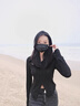 派吉鯊大碼胖mm美式甜辣polo領(lǐng)長袖針織衫開衫女秋冬小眾修身上衣打底衫 黑色上衣 M 90-100斤 曬單實拍圖