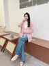 香影粉色溫柔風(fēng)軟糯毛衣外套女2025秋季新款提花寬松v領(lǐng)針織開(kāi)衫 粉紅 S 曬單實(shí)拍圖