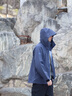 探路者（TOREAD）單層沖鋒衣HIMEX戶(hù)外登山服耐磨防風(fēng)防水抗透濕連帽外套男女款 藍巖黑 2XL 曬單實(shí)拍圖