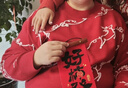 森馬（Semir）[商場同款]張仁華非遺紅色毛衣女祥鹿飛鳥新年針織衫101125107014 曬單實(shí)拍圖