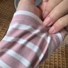 米度麗哺乳衣外出哺乳上衣春秋時(shí)尚喂奶衣服女條紋打底衫春季辣媽款 春秋款-粉底白條 L碼（建議100-140斤左右） 曬單實(shí)拍圖