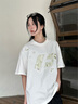 FORNINES花伴竹重磅純棉刺繡短袖T恤男女情侶上衣美式潮牌夏季寬松半截袖 白色 M 164-171CM 曬單實(shí)拍圖