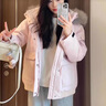 棉致大毛領(lǐng)棉服女冬季新款羽棉襖絨服棉衣面包服不跑棉派克服工裝外套 Q8603淺粉色【高品質(zhì)80】 L 120-145斤 曬單實(shí)拍圖
