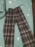 香影美拉德風(fēng)復古格子褲女高腰2025秋冬季新款直筒抽繩咖色闊腿褲 咖啡 S 曬單實(shí)拍圖