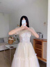 雅格羅伊高三學(xué)生畢業(yè)成人禮服女高中生香檳色晚禮服女2024新款宴會(huì )小個(gè)子 中長(cháng)款 YH039 XS 曬單實(shí)拍圖