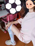 JIOESC護(hù)膝壓力襪肌能壓縮襪女運(yùn)動(dòng)跳繩跑步瑜伽健身跳操專業(yè)網(wǎng)球羽毛球 灰色藍(lán)橙條 1雙 均碼 曬單實(shí)拍圖