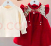 G.duck小黃鴨童裝女童秋季套裝中國風(fēng)嬰幼兒連衣裙喜慶兒童寶寶周歲禮服 紅色款【加絨款】 100 尺碼2~3歲【 90-100cm】cm 曬單實(shí)拍圖