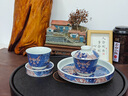澤名家景德鎮(zhèn)釉里紅龍紋蓋碗茶杯整套家用干泡茶盤陶瓷蓋置功夫茶具套裝 仿古泥【青花點(diǎn)工霸王龍?zhí)籽b】 6件 曬單實(shí)拍圖