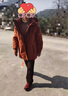 鴨鴨（YAYA）羽絨服女中長(zhǎng)款2024年冬季新款時(shí)尚收腰工裝連帽防風(fēng)保暖外套XH 磚紅色 S 曬單實(shí)拍圖