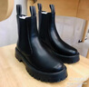 啄木鳥(niǎo)新款馬丁靴男高幫英倫皮靴子厚底增高機車(chē)灰色套筒切爾西短靴 黑色 38 曬單實(shí)拍圖