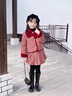 皮爾卡丹（pierre cardin）2025女童童裝冬季小香風(fēng)加厚套裝寶寶紅色千鳥(niǎo)格拜年加棉兩件套 加絨 68185紅 上衣加棉 裙子 兩 120cm 曬單實(shí)拍圖